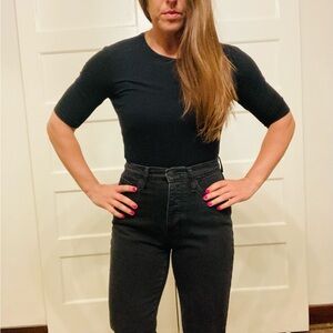 Black Quarter Sleeved Tee Shirt - Target - Size Small